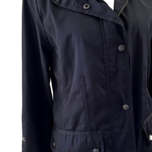DKNY black trench coat / raincoat  with detachable hood Size Small - Picture 5 of 7